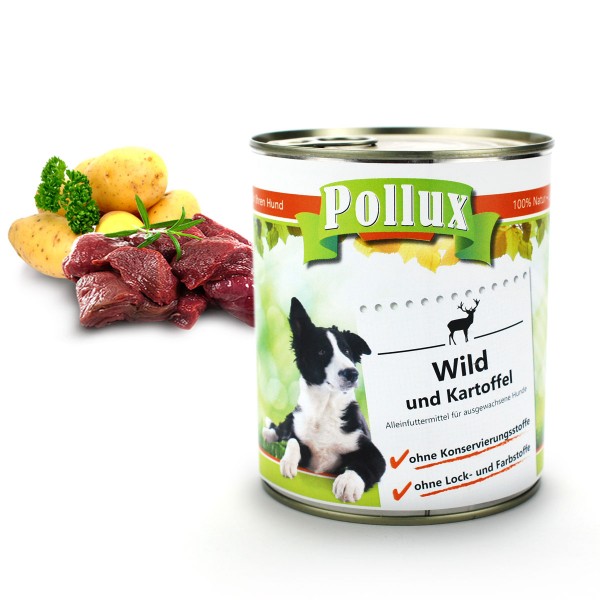 Pollux Hundefutter - Wild & Kartoffel - Nassfutter für Hunde