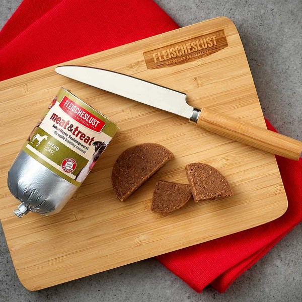 Fleischeslust Trainingswurst - Meat & Treat Pferd geschnitten - Trainingsleckerli für Hunde