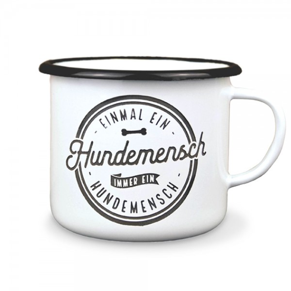 Emaillebecher "Hundemensch"