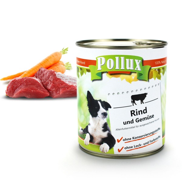 Pollux Hundefutter - Rind & Gemüse - Nassfutter für Hunde