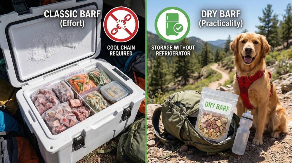 Trockenbarf Hundefutter vs. Barf Hundefutter