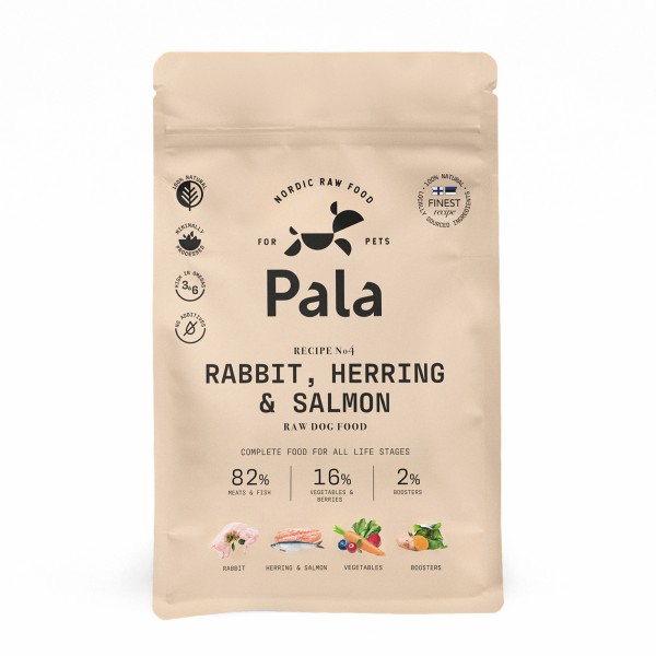 Pala No.4 Hase, Hering & Lachs Trockenbarf Hundefutter 1kg Packung