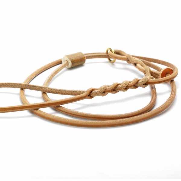 Handgefertigte Moxonleine - Retrieverleine aus Leder - Detail Flechtung