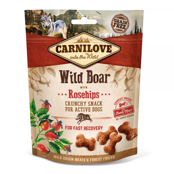 Carnilove CRUNCHY Snack - Wildschwein mit Hagebutten (Wild Boar with Roseh) - Trainingsleckerlis