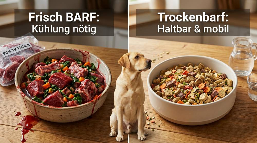 Barf im Vergleich zu Trockenbarf im Napf