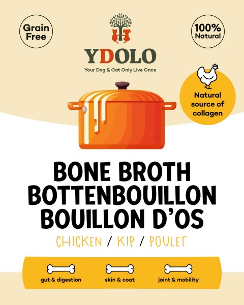 YDOLO Knochenbrühe Huhn - 100% natürliche Nahrungsergänzung für Hunde