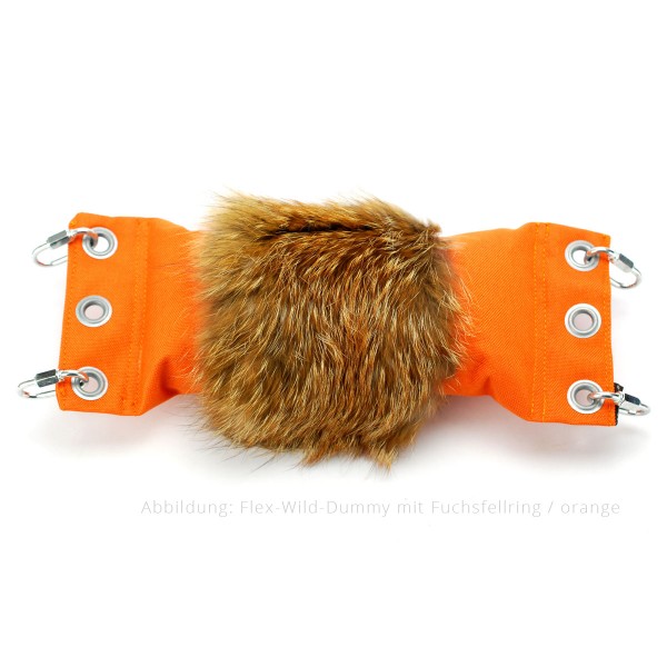 Flexibler Wild-Dummy für Hunde mit Fuchsfellring - orange