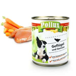 Pollux Hundefutter - Geflügel & Gemüse - Nassfutter für Hunde Pollux Hundefutter - Geflügel & Gemüse - Nassfutter für Hunde