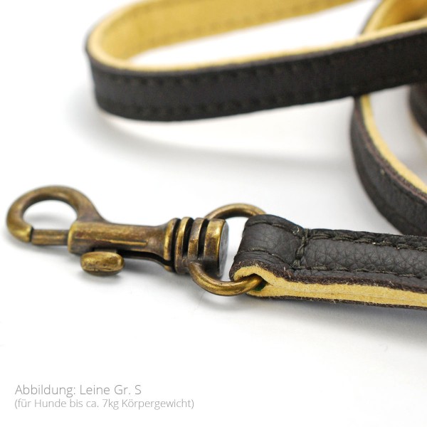 JagdART Flachleder Handleine - Jagdhund - Größe S Karabinerdetail