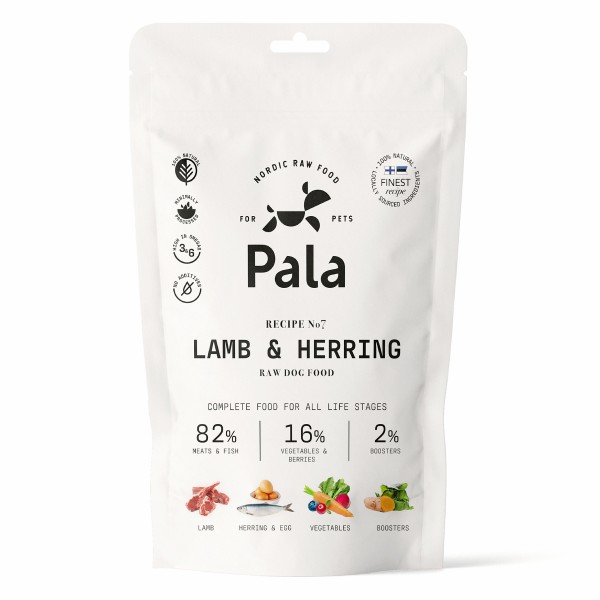 Pala No.7 Lamm & Hering Trockenbarf Hundefutter 100g Packung