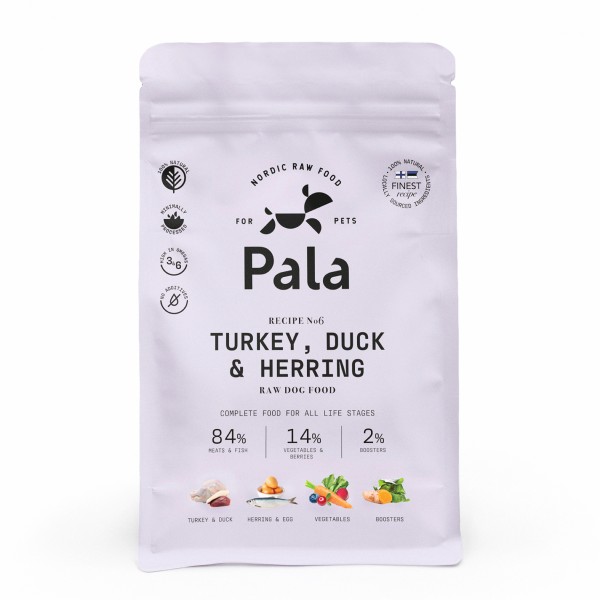 Pala No.6 Pute, Ente & Hering Trockenbarf Hundefutter 1kg Packung
