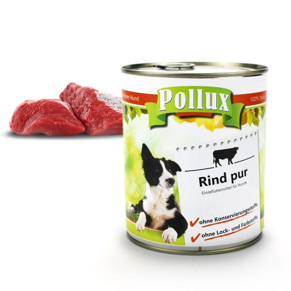 Pollux Hundefutter - Rind pur - Nassfutter für Hunde